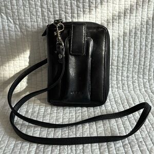 Lodis Black Leather Electronic Crossbody Old School